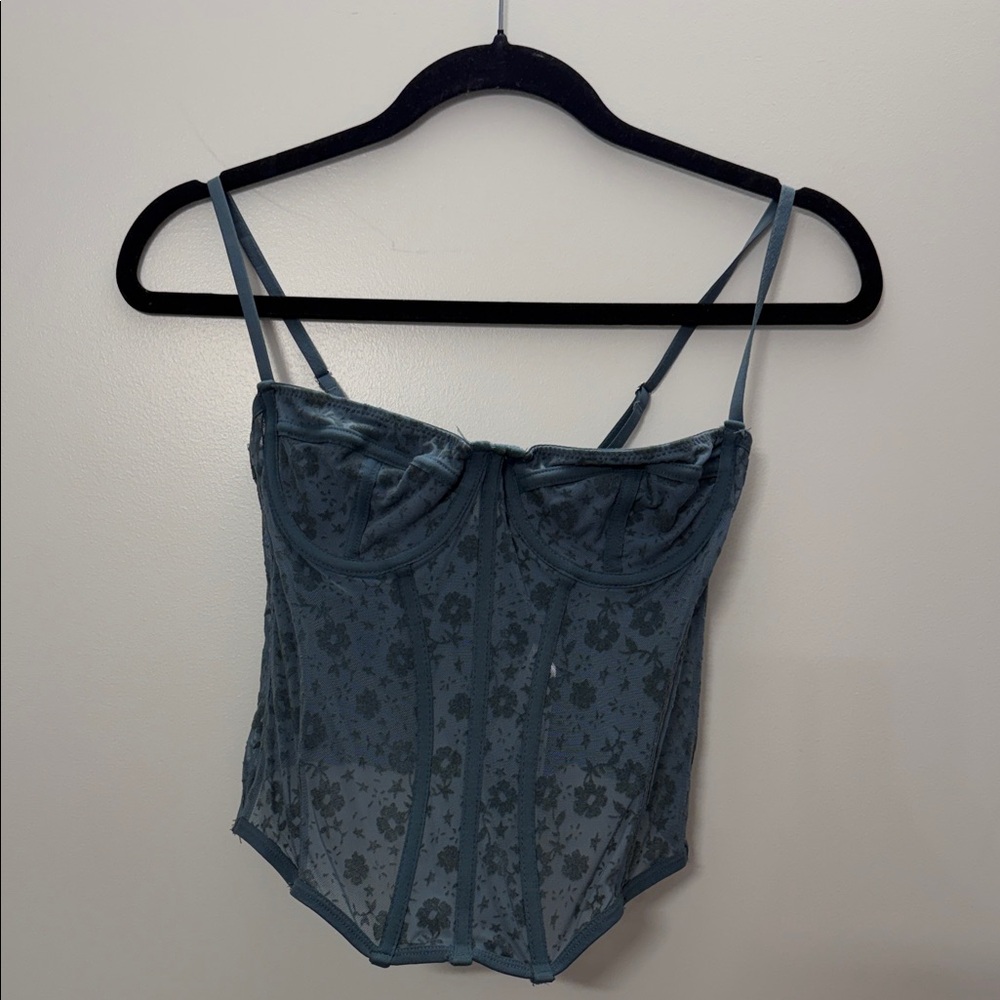 Urban Outfitters Blue Floral Corset Top